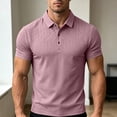thumbnail image 6 of Men Geometric Embossed Polo Shirt, Cooling Breathable Short Sleeve Lapel Collar 3 Button Business Casual Summer Top Size 3XL Pink, 6 of 7