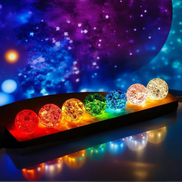 Escultura vskikris de 40 mm con 7 Colores - Esferas de Cristal Chakra con LED