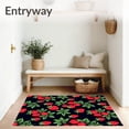 thumbnail image 3 of ODIKA 3'x5' Machine Washable Non-Slip Area Rug, Sweet Berry Patch Garden Delight Accent High Traffic Rug with Pad, Red, 682403, 3 of 8