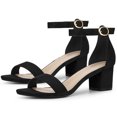 thumbnail image 1 of BLISSFUL STEP Women's Ankle Strap Open Toe Block Heels Sandals Black (Size 9), 1 of 6