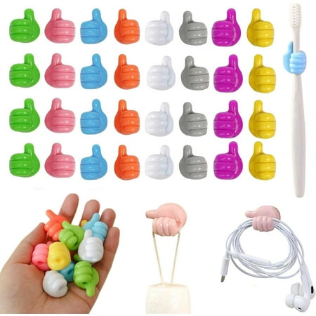 

32pcs Self Adhesive Silicone Thumb Wall Hooks Multifunctional Self Adhesive Clip Key Hook Wall Hanger for Storage Cable/Headphone/Plug/Mask