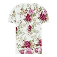 thumbnail image 5 of Women Tops Clearance-Sale Short Sleeve Printing Floral Pattern Blouse V-Neck Classic Fitted Tunic Formal Daily Ruched Ladies Softy Work Going Out Tops Hot Pink,M, 5 of 5