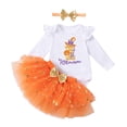 thumbnail image 4 of mgoYE My First Halloween Outfit for Baby Girl 3 6 9 12 Month Pumpkin Bodysuit and Tutu Skirt with Bow Headband Clothes 3 Pcs Set(White,12-18 Months), 4 of 9