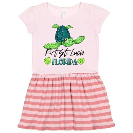

Inktastic Port St. Lucie Florida Happy Sea Turtle Gift Toddler Girl Dress