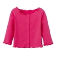 thumbnail image 3 of Aihuaihua Toddler Shirt Girls' Cardigan Top Ruffle Trim Scalloped Edge Casual Long Sleeve Tops Blouse for Baby Kids 6M-5Y Hot Pink 2-3 Years, 3 of 5