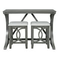 thumbnail image 5 of Harper & Bright Designs Farmhouse 3 Piece Counter Height Dining Table Set for 2, Wood Console Bar Table with USB Port and Upholstered Stools, Gray for Small Space, Grey, 5 of 13