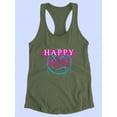 thumbnail image 3 of Happy Inside Spray Drip Ink Racerback Tank Women -Image by Shutterstock, Female Medium, 3 of 4