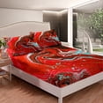 thumbnail image 4 of YST Red Marble Bed Set Scarlet Bed Sheets Set, Watercolor Sheet Set Queen Abstract Marbling Sheets, Geometric Swirl Top Sheet Lightweight Room Decorative, 4 of 5
