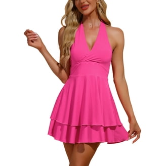 INSPIRE CHIC Women's Faux Leather V Neck Button Down Mini Pinafore Dress M  Black - Walmart.com