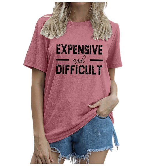 NJGRAE Cute Tops for Women Tube Tops for Women Women's Casual Crew Neck Short Sleeve T Shirt with Letter Print Fashion Top for Everyday Wear Shirts for Women Xxxl