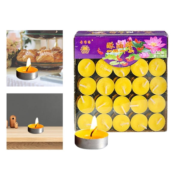 ligeras de té 100x decorativas Cáscara de aluminio té Mini románticas de rga duración para ceremonias de Amarillo perfecl Velas Tealight Redondas