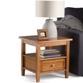 thumbnail image 1 of SIMPLIHOME Warm Shaker SOLID WOOD 20 inch wide Rectangle Rustic Contemporary End Side Table in Light Golden Brown with Storage, 1 Drawer and 1 Shelf, for the Living Room and Bedroom, 1 of 2