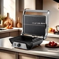 thumbnail image 2 of 3-in-1 Electric Indoor Grill & Panini Press, Non-Stick Cooking Plates, 180-Degree Open Gourmet Sandwich Maker, Floating Hinge Design with Grease Tray, 2 of 7