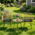 thumbnail image 3 of Skandiquip 3 Pieces Bistro Set, All-Weather Wicker Furniture With 400 Lbs Load Capacity, Easy To Clean Glass Top Table, Brown, 3 of 6