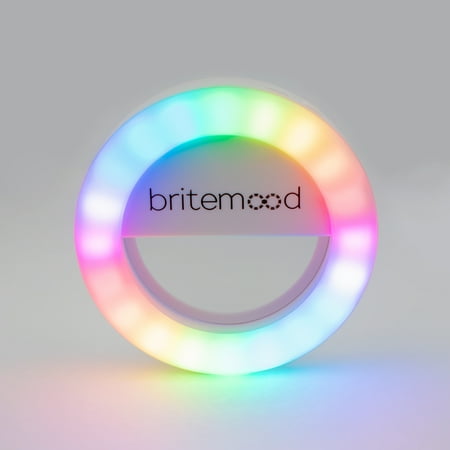 Britemood Color Selfie Ring Clip 3 White temperatures 30 Color Modes Face Light for Smartphones/Laptop/Tablets.