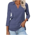 thumbnail image 2 of Ounisa Women’s Sweater Striped Collared Lightweight Long Sleeve V Neck Pullover Fall Sweater Tops 2025, 2 of 5