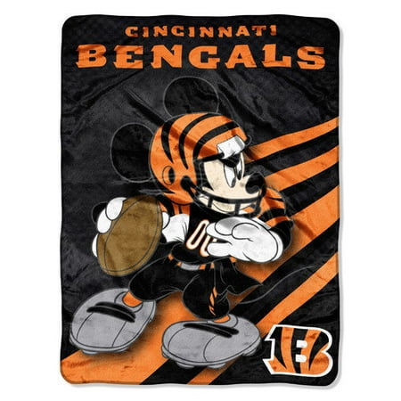 NFL Cincinnati Bengals Mickey Mouse Ultra Plush Micro Super Soft Raschel Throw Blanket