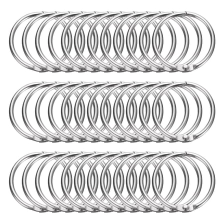 Uxcell 36pcs Shower Curtain Rings, 1.3 Inch Round Snap Shower Curtain Hooks for Curtain Rods, Silver