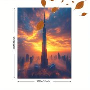 Dubai Burj Khalifa Sunset Canvas Print/Wall Art，Perfect for Living Room，Bedroom，Office，Hotel Lobby，and Modern Apartment Decor