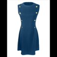 thumbnail image 3 of Vestido Mini Formal de Verano para Mujer, Informal, Sin Mangas, Elegante, con Botones, Ideal para Oficina Azul Pavo Real XL, 3 of 8