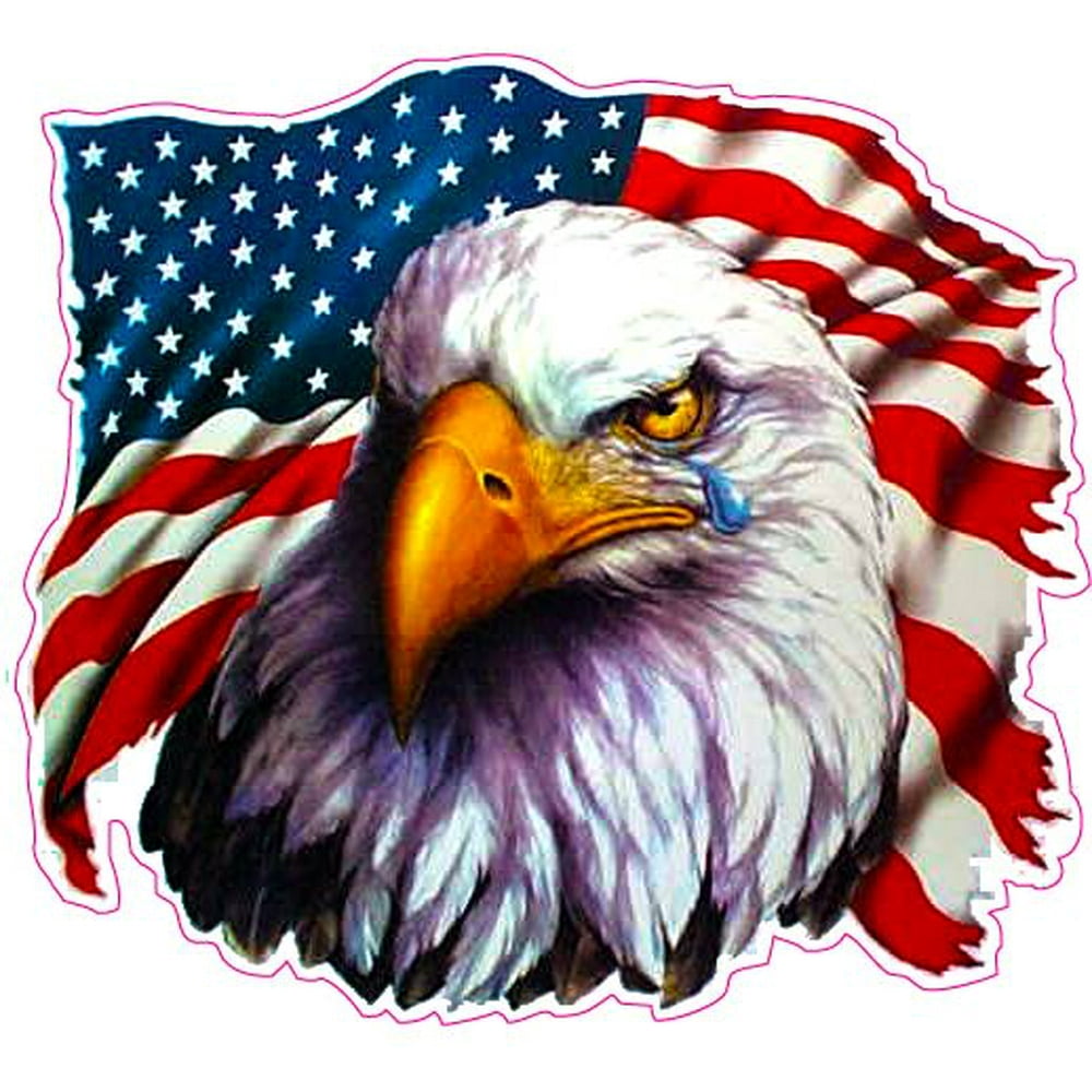 American Flag Eagle Crying Large 8" Decal Free Shipping in the United States.