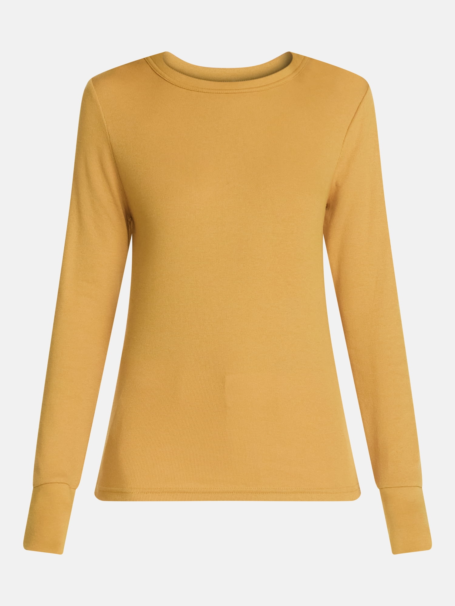 Scenario Women's and Women's Plus Rib Tee with Long Sleeves, Sizes XS-4X