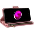 thumbnail image 3 of Wallet Case for iPhone 7 Plus iPhone 8 Plus, Premium Vintage PU Leather Magnetic Closure Handbag Zipper Pocket Case Kickstand Card Holder Slots with Wrist Strap Shockproof Flip Case - Pink, 3 of 16