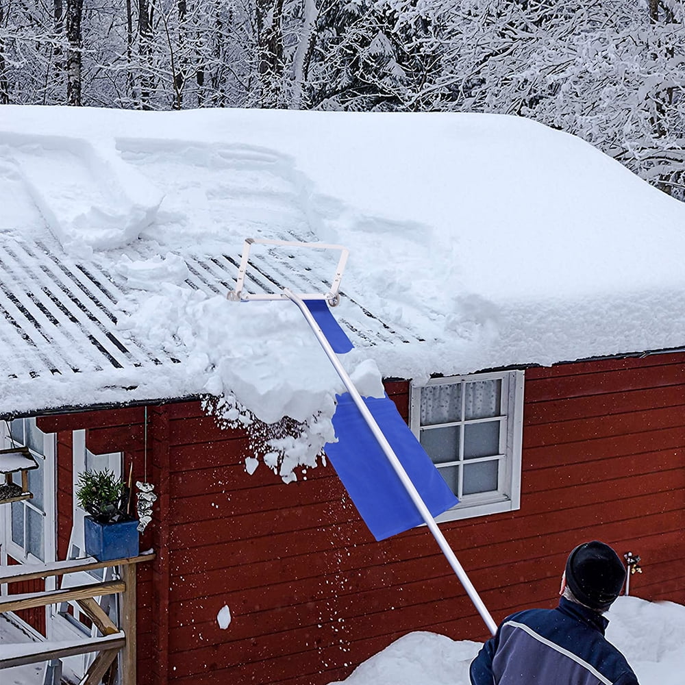 with 21-ft Extension Aluminum Handle Rooftop Snow Removal Tool Blue MTB Telescoping Snow Roof Rake 