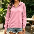 thumbnail image 5 of Cmfcve Women's Casual Half Zip Hoodies Long Sleeve Solid Color Pullover Hooded Sweatshirts with Pockets, 5 of 7