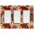 thumbnail image 1 of Metal Light Switch Plate Cover Colorful Black Red Mandala Flower Tile Pattern MDL027, 1 of 13