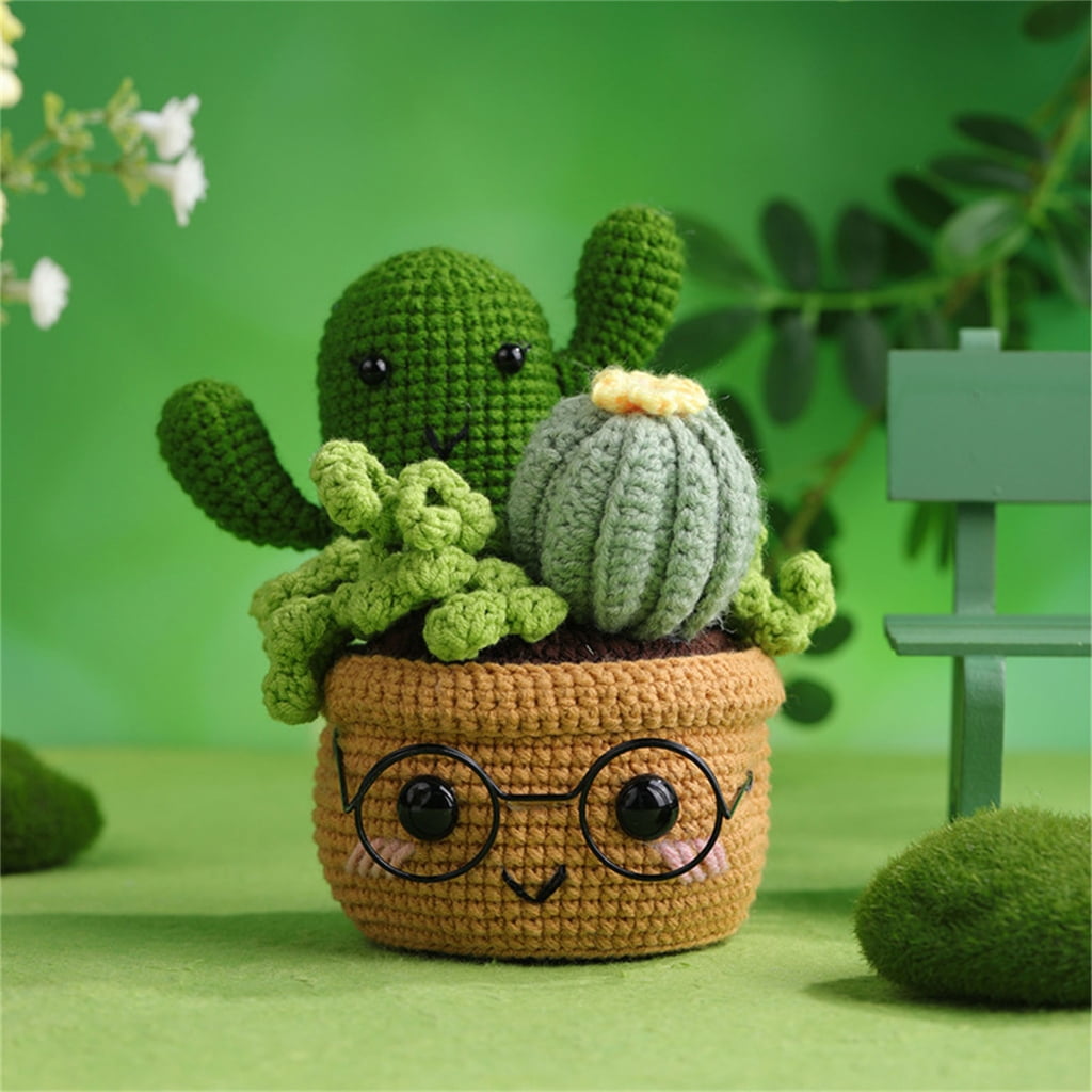 Crochet Kits Plant Crochet Yarn Set Cute Animal Crochet Kits DIY Beginners Crochet Kits with English Video Tutorials