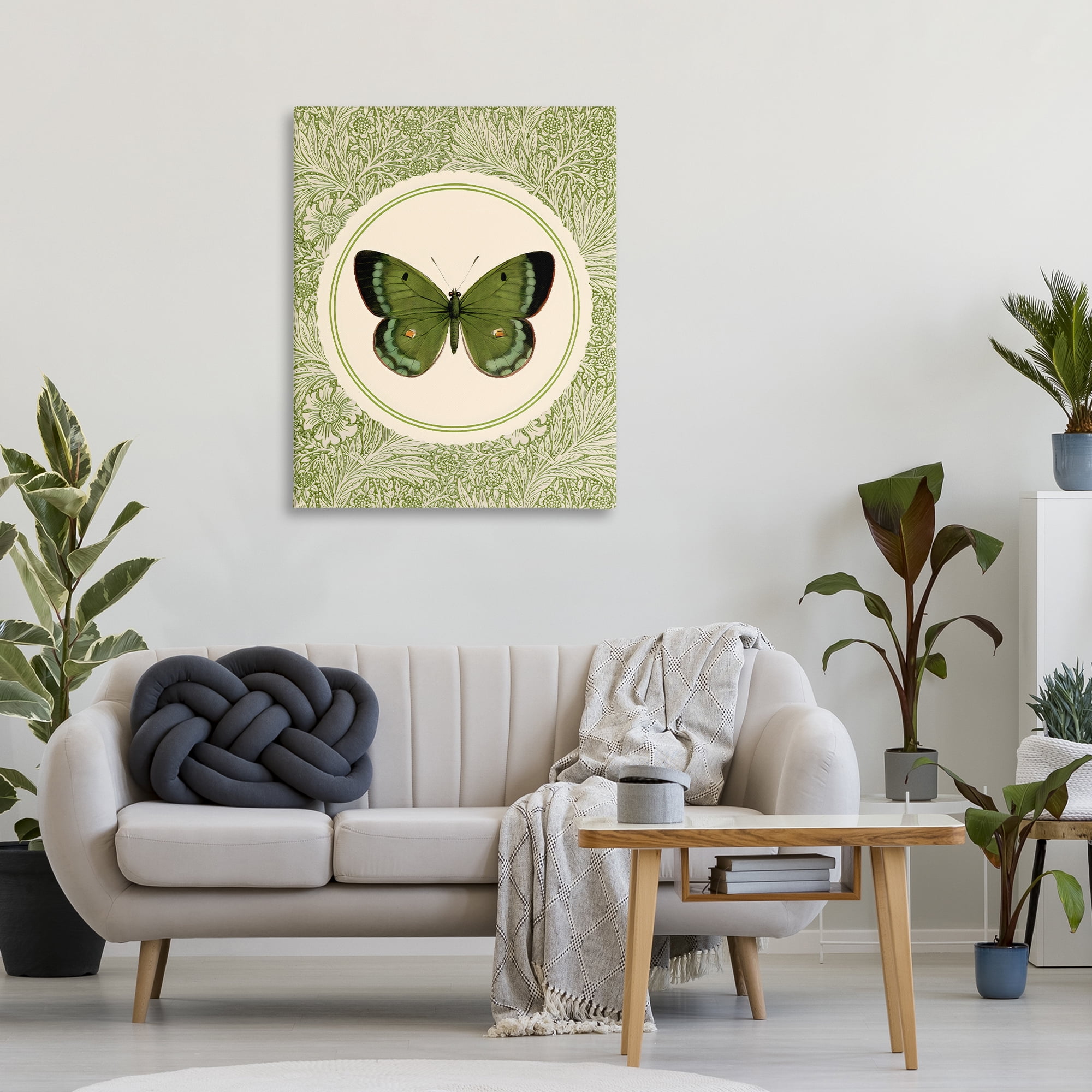 Stupell Industries Green Butterfly Botanical Medallion Canvas Wall Art, design by LSR Design Studio