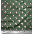 thumbnail image 1 of Soimoi Green Moss Georgette Fabric Pink Heart Print Fabric by the Yard 42 Inch Wide, 1 of 3