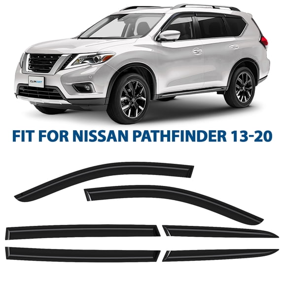 CLIM ART Incredibly Durable Rain Guards for Nissan Pathfinder 2013-2020, Original Tape-on Window Deflectors, Vent Deflector, Window Visors, Car Accessories, 6pcs. - 513020