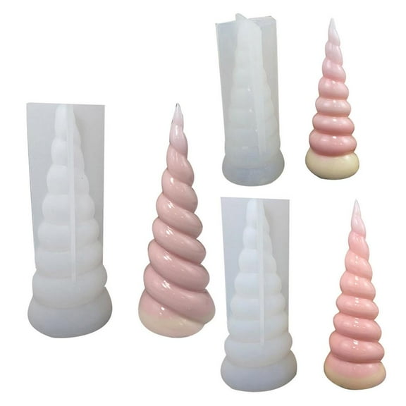 Rvaymup Spiral Pyramid-shape Silicone Mold Candle Mold for DIY Candle Soap Plaster Desk Ornament Fondant Decorations Chocolate
