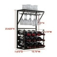 thumbnail image 3 of Countertop Wine Bottle & Glass Rack, Pewter/Marble, 3 of 4