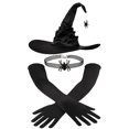 thumbnail image 2 of Breezora Halloween Witch Hat Set with Ruched Long Gloves for Women Costume Accessory Black Pointed Cap Dress Up Prop for Party Club Cosplay, 2 of 7