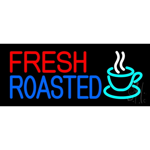 Fresh Roasted Coffee LED Neon Sign 10 x 24 - inches, Black Square Cut Acrylic Backing, with Dimmer - Bright and Premium built indoor LED Neon Sign for Defence Force.