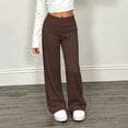 thumbnail image 4 of XRoczxe Girls Solid‑Color Wide‑Leg Casual Pants, Elastic Waist Lightweight Straight‑Leg Sports Trousers For Autumn Daily Outfit|Brown, 4 of 9