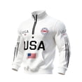 thumbnail image 2 of Iaqnaocc 250 Anniversary Usa Sweatshirt for Men Waffle Zippper Mock Neck Long Sleeve Shirts for Men 250th Anniversary Usa Flag American 1776-2026 250th Anniversary Shirt White S, 2 of 3