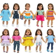 ZITA ELEMENT 10 Sets American 18 Inch Doll Clothes and Accessories Doll Outfits Pajamas Dresses Cheerleader Uniform Fit for 18 inch Doll Clothes