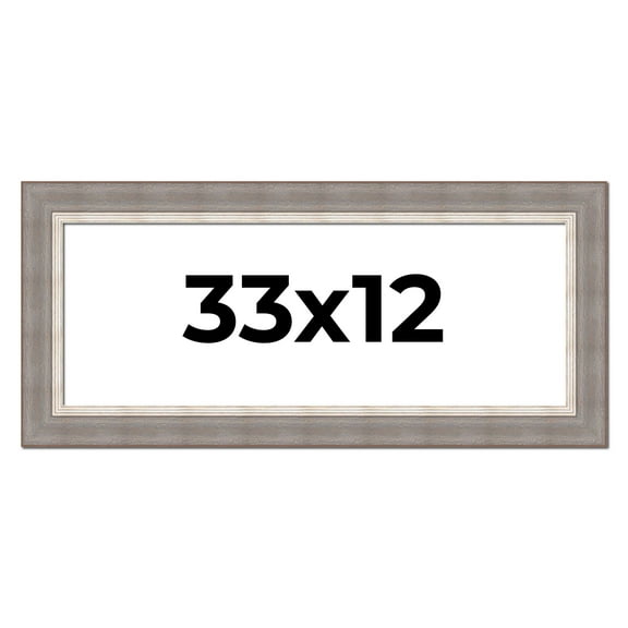 33x12 Frame Grey Real Wood Picture Frame Width 2.75 Inches | Interior Frame Depth 0.5 Inches |