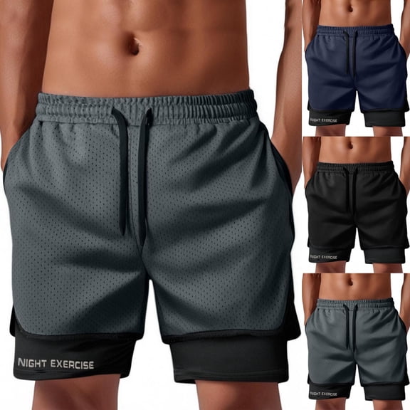 FRSASU Men's Sport Shorts Loose Mesh Breathable Short Casual Shorts Athletic Jogger Pocket Sportswear Short Gray
