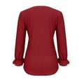 thumbnail image 6 of SHTXOZHI V Neck Blouses for Women Long Sleeve Solid Color Fall Shirt Hollow Out Fashion Tops 2024, 6 of 6