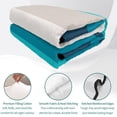 thumbnail image 4 of Twin Quilt Set 68''x86'', Blue Aqua Ombre Lightweight Summer Bedspread Coverlet Set with 2 Pillow Shams, Modern Abstract Art Farmhouse Striped Breathable All Season Quilt Bedding for Dorm/Bedroom, 4 of 9
