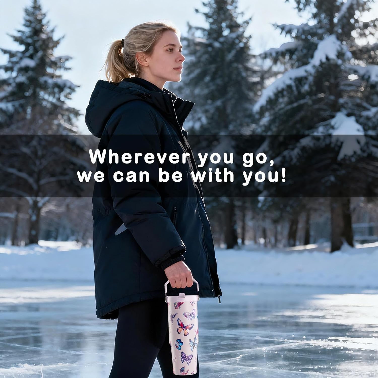 Butterfly Tumbler, Butterfly Gifts for Women 30 oz Tumbler with Handle and Flip Straw Stainless Steel Insulated Cup Travel Mug Water Bottle