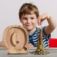 thumbnail image 3 of SDNall Personalized Wooden Name Money Box Wooden Deposit Box Twenty Six English Letters, 3 of 9
