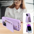 thumbnail image 6 of ELEHOLD Zipper Wallet Case for 15,Premium Leather with Organ Card Holders Zipper Purse Stand Function Detachable Long & Short Strap Crossbody Luxury Case for 15 -6.1 Inch,Purple, 6 of 9
