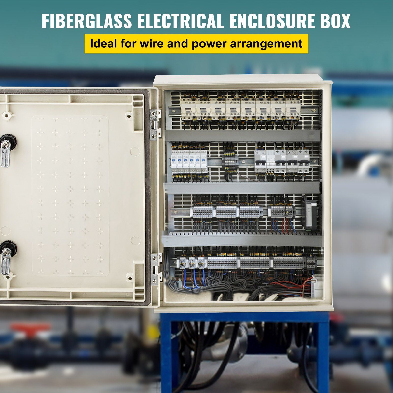 NEMA 4X Fiberglass Electrical Enclosure Box 16x12x8 Inch, IP66 Waterproof & Dustproof, Outdoor/Indoor Junction Box with Mounting Plate (40x30x20cm)