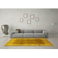 thumbnail image 3 of Ahgly Company Machine Washable Indoor Square Oriental Yellow Industrial Area Rugs, 7' Square, 3 of 4